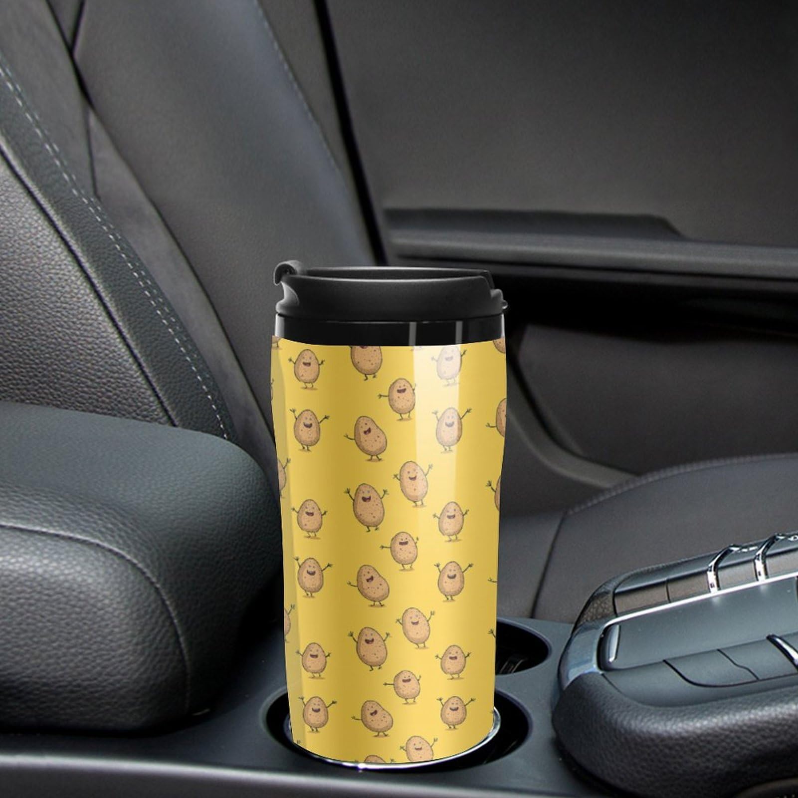 Tasse à café de voyage, isotherme réutilisable pour l'extérieur, motif pommes de terre mignonnes, parfaite pour les boissons chaudes ou froides, écologique et durable