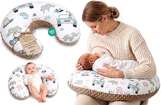 Totsy Baby Stillkissen klein 130 cm C-Form Nursing Pillow Stillmond Stützkissen – Abnehmbarer Minky Bezug ergonomisch waschbar zum Stillen Breastfeeding Pillow – Oeko-TEX Afrika Khaki