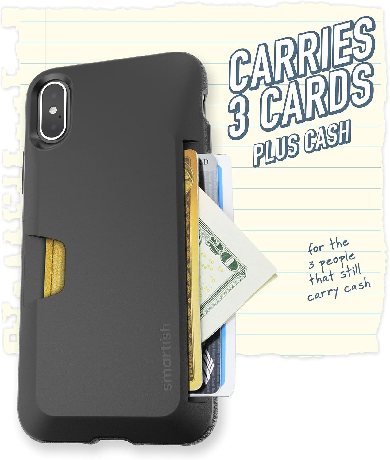 Smartish iPhone X/XS Wallet Case - Wallet Slayer Vol. 1 [Slim + Protective] Credit Card Holder for Apple iPhone 10s/10 (Silk) - Black Tie Affair