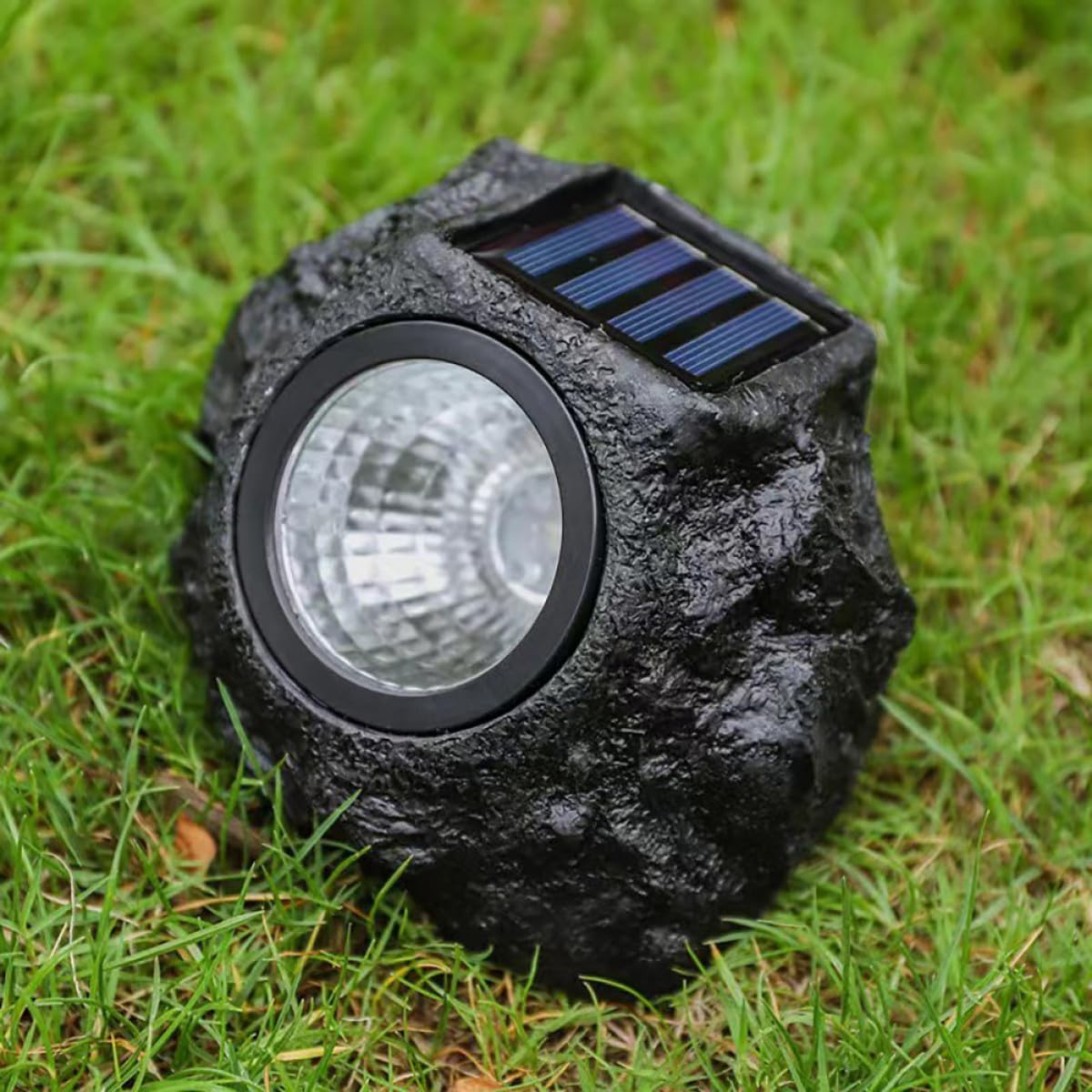 iplusmile 2 Stück-pack Solar Steinleuchten für Garten und Rasen mit Kunststoffgehäuse und 600mah Akku Schnelles Laden und Regenfest für Außenbeleuchtung Terrasse