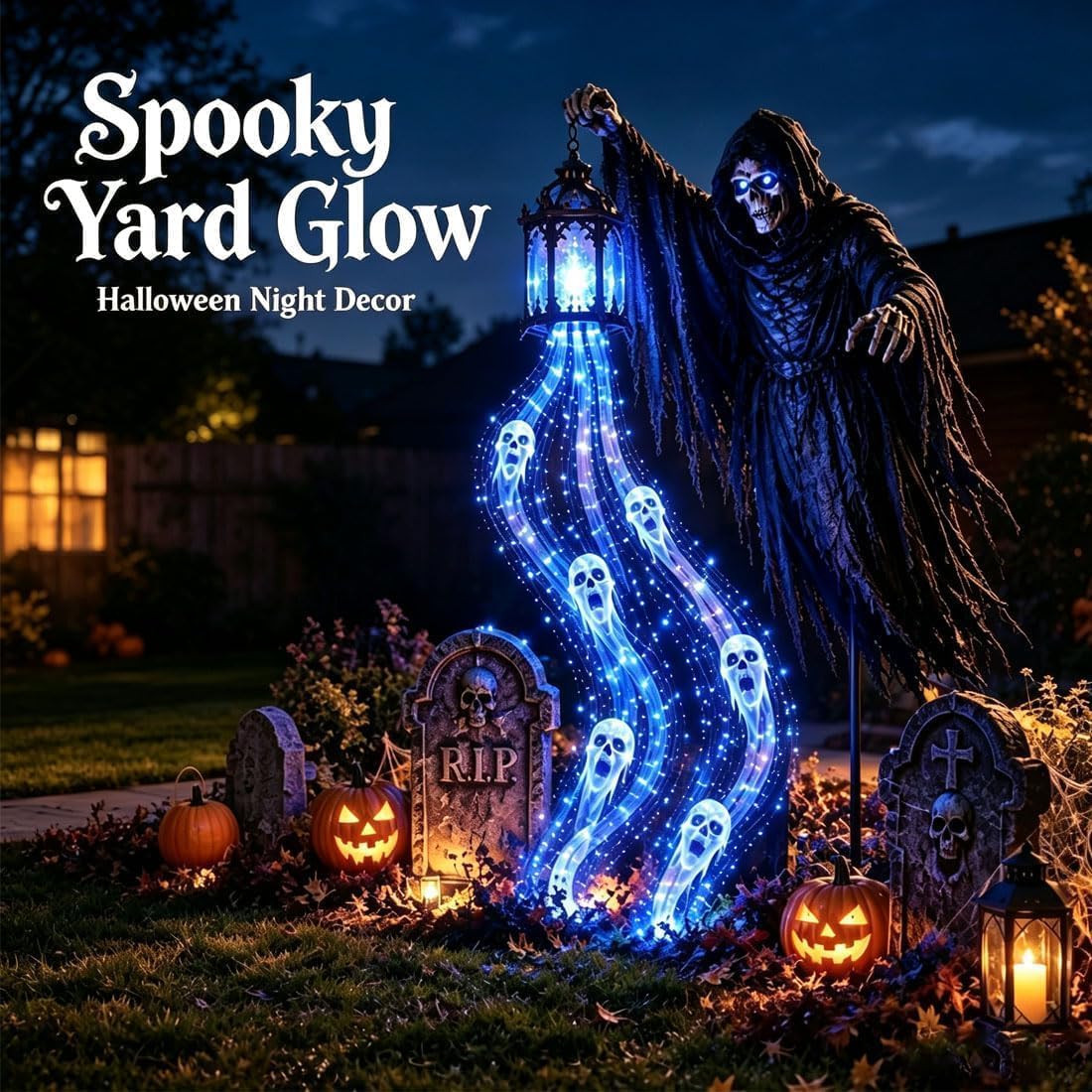 Halloween Soul Harvester - Lampada solare animata da giardino, 2 pezzi
