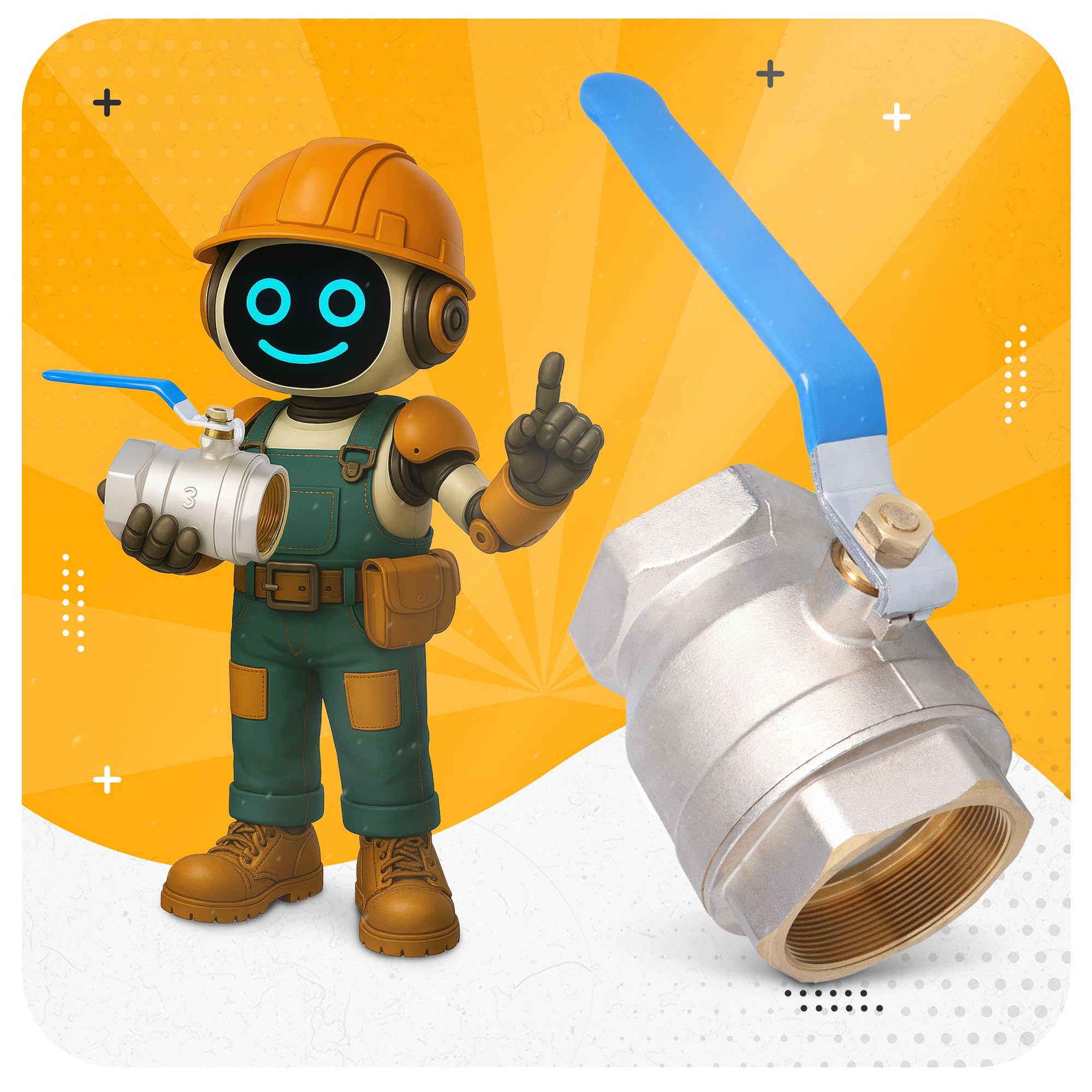 Instalguru Válvula De Bola 3'' Rosca Hembra Latón Alta Presión PTFE Agua Potable Maneta Acero Válvula Esfera Grifería Instalación Fontanería Calefacción
