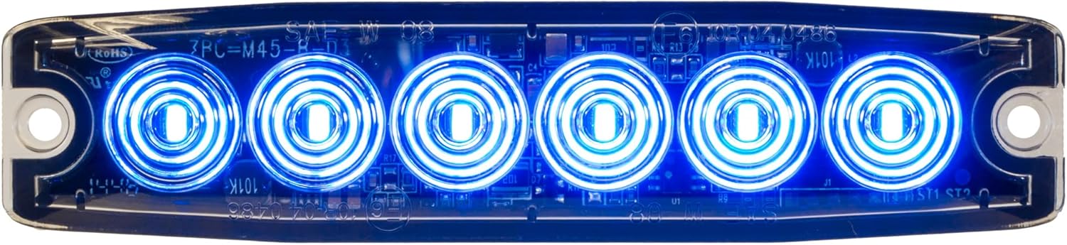 Buyers Products 8892203 5 Inch Red LED Strobe Light, Ultra‑Thin Surface Mount Warning Light, 6 LEDs, 23 Flash Patterns, Aluminum Housing, IPX8 Waterproof, for Trucks and Utility Vehicles