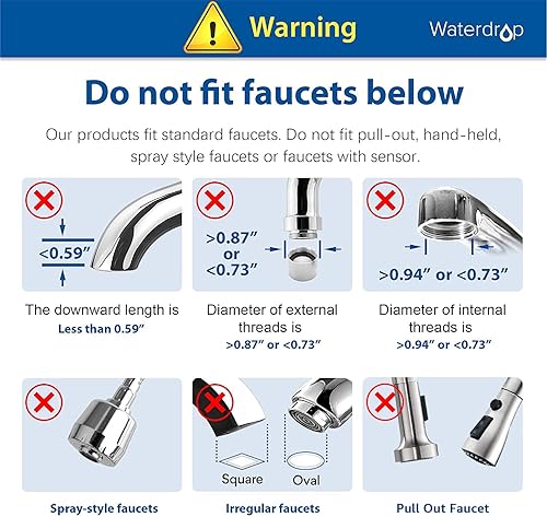 Miniatura 3 de Waterdrop Filtro de agua para fregadero, sistema de filtración de agua de montaje en grifo de 320 galones para agua del grifo, con 1 filtro de fibra
