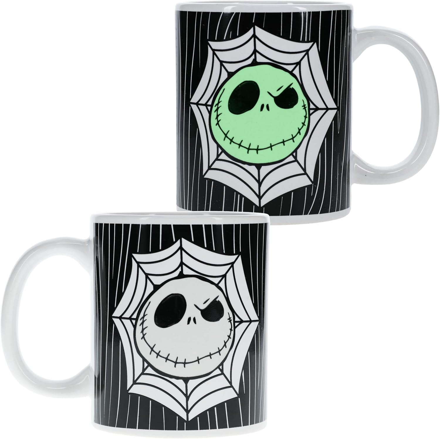 Paladone Jack Skellington Glow in the Dark Mug - Officially Licensed Disney Collectible Gift for Nightmare Before Christmas Fans, Ceramic Tea Cup, 300 ml (10 fl oz)