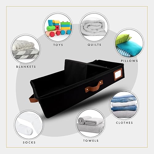 Miniatura 6 de HOMELUX THEORY Contenedores de almacenamiento de perfil bajo debajo de la cama, 33 x 17 x 4.5 pulgadas, organizador de ropa y zapatos, caja de