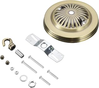 Aspen Creative 21514-21, Traditional Chandelier & Light Fixture Canopy Kit w/Collar Hook, Antique Brass, 5" Diameter, 7/16" Center Hole