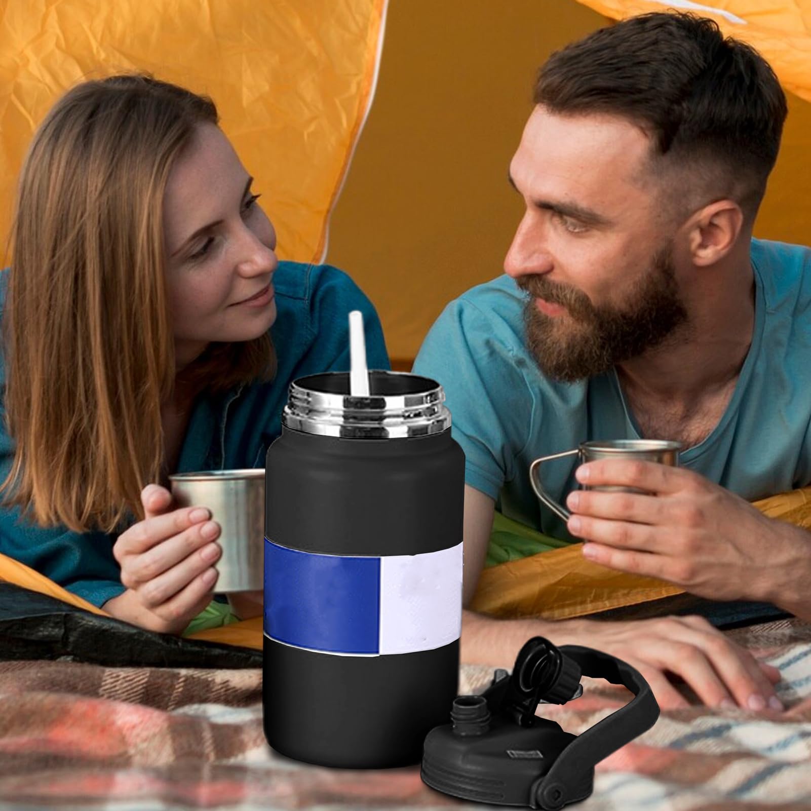 Isolierte Wasserflasche 4 Liter Isolierbecher und Trinkflasche | Trinkflaschen Aus Edelstahl für den Einsatz beim Fitness, Wandern, in der Schule, auf Reisen, beim Camping, Radfahren, für