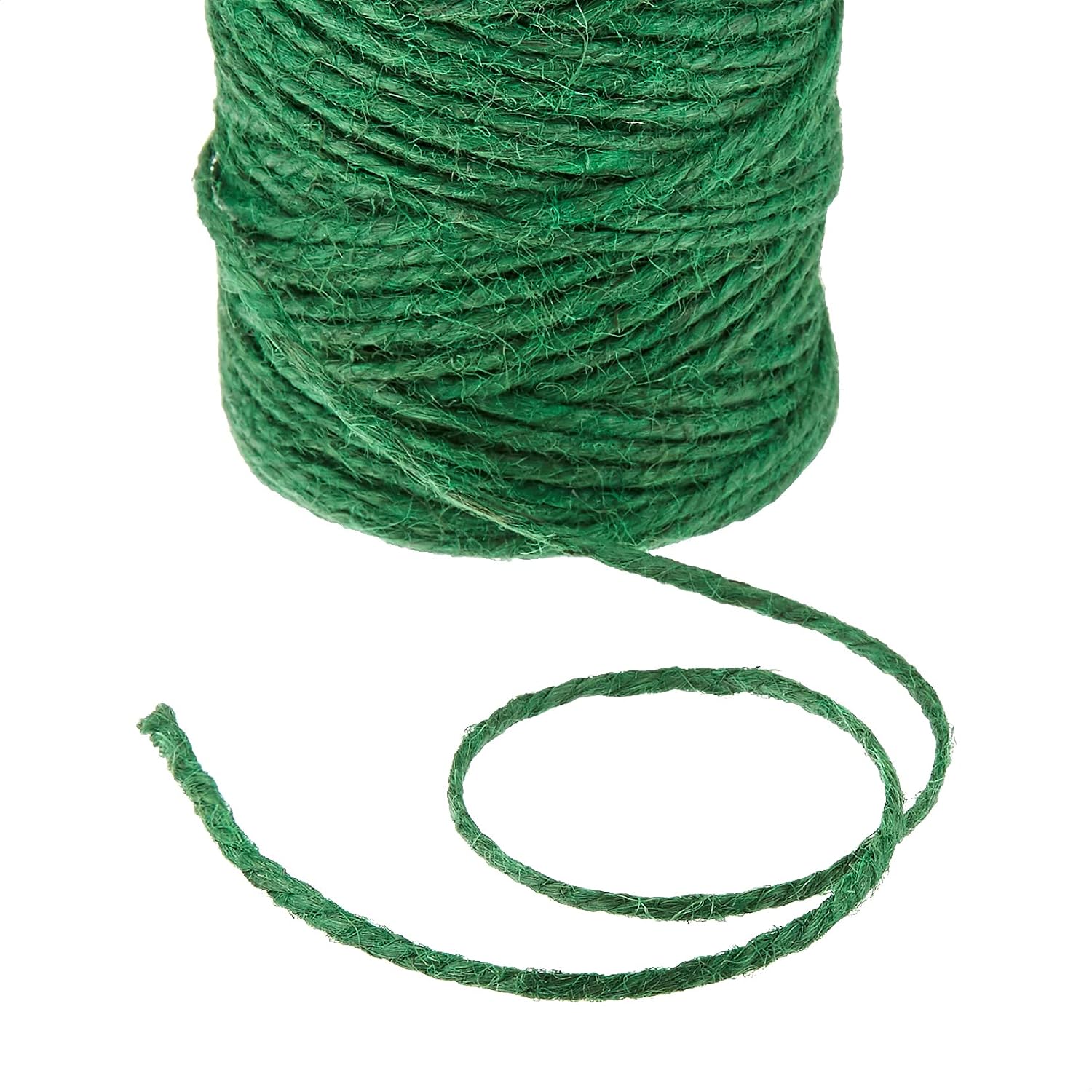 Amazon Basics All-Purpose Natural Jute Twine - #21 x 140 Foot (1.9mm x 43m), Green, 2 Pack