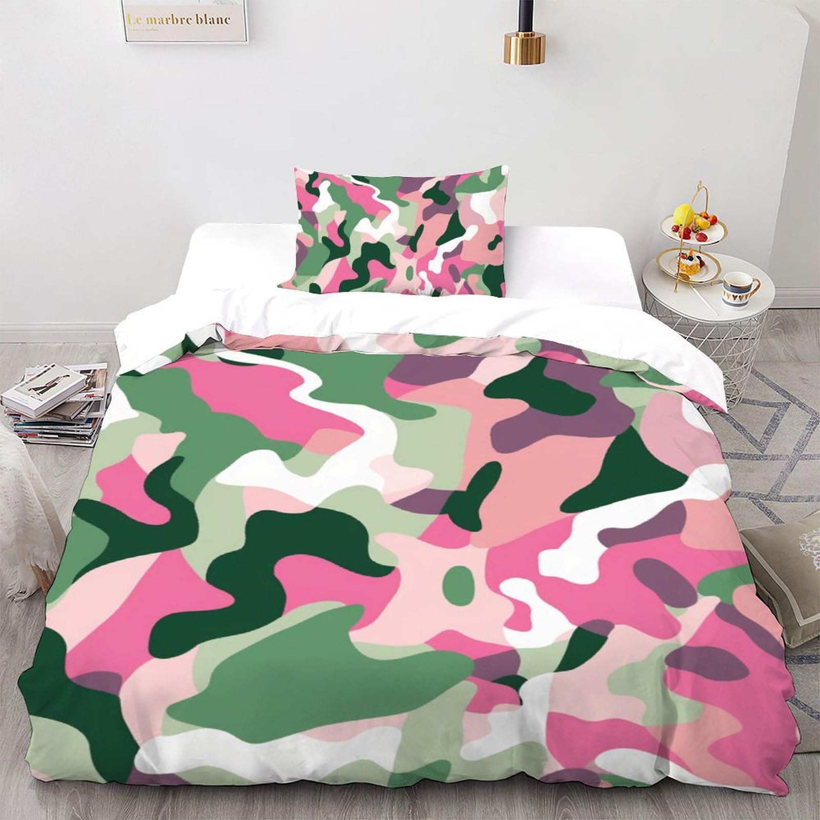 Housse de couette camouflage 135x200 cm avec taie d'oreiller en microfibre