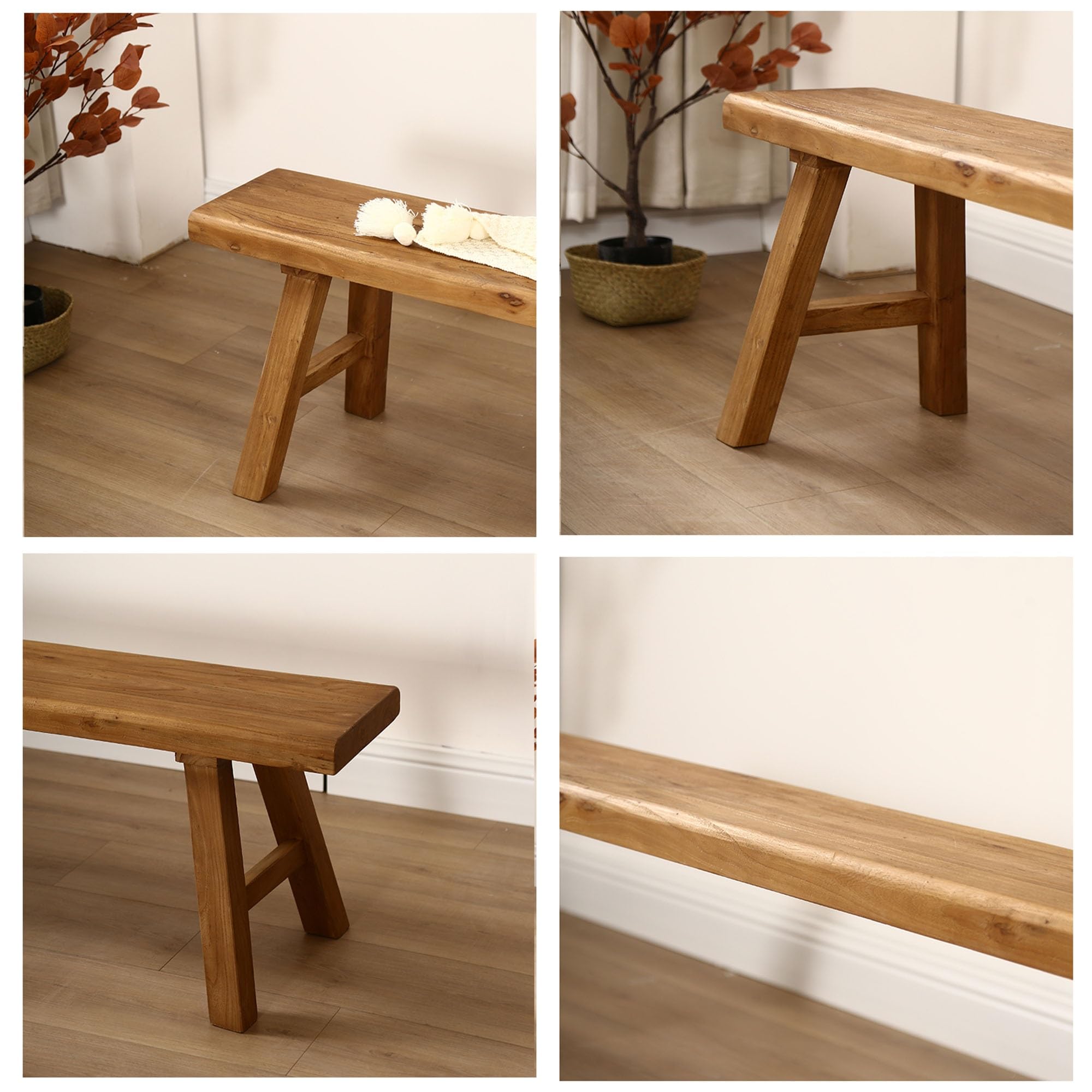 WXZXWXZX Farmhouse Wood Entryway Dining Bench Wooden Bedroom End