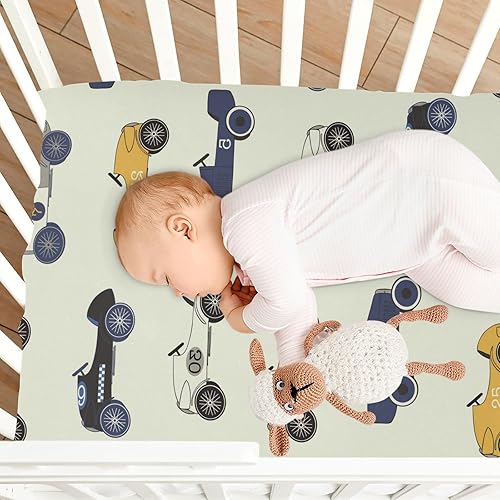 Miniatura 8 de Sábanas para cuna de bebé de Race Cars, sábanas suaves y transpirables para colchón de cuna, colchón de cuna, unisex, niña, recién nacido, 52 x 28 x