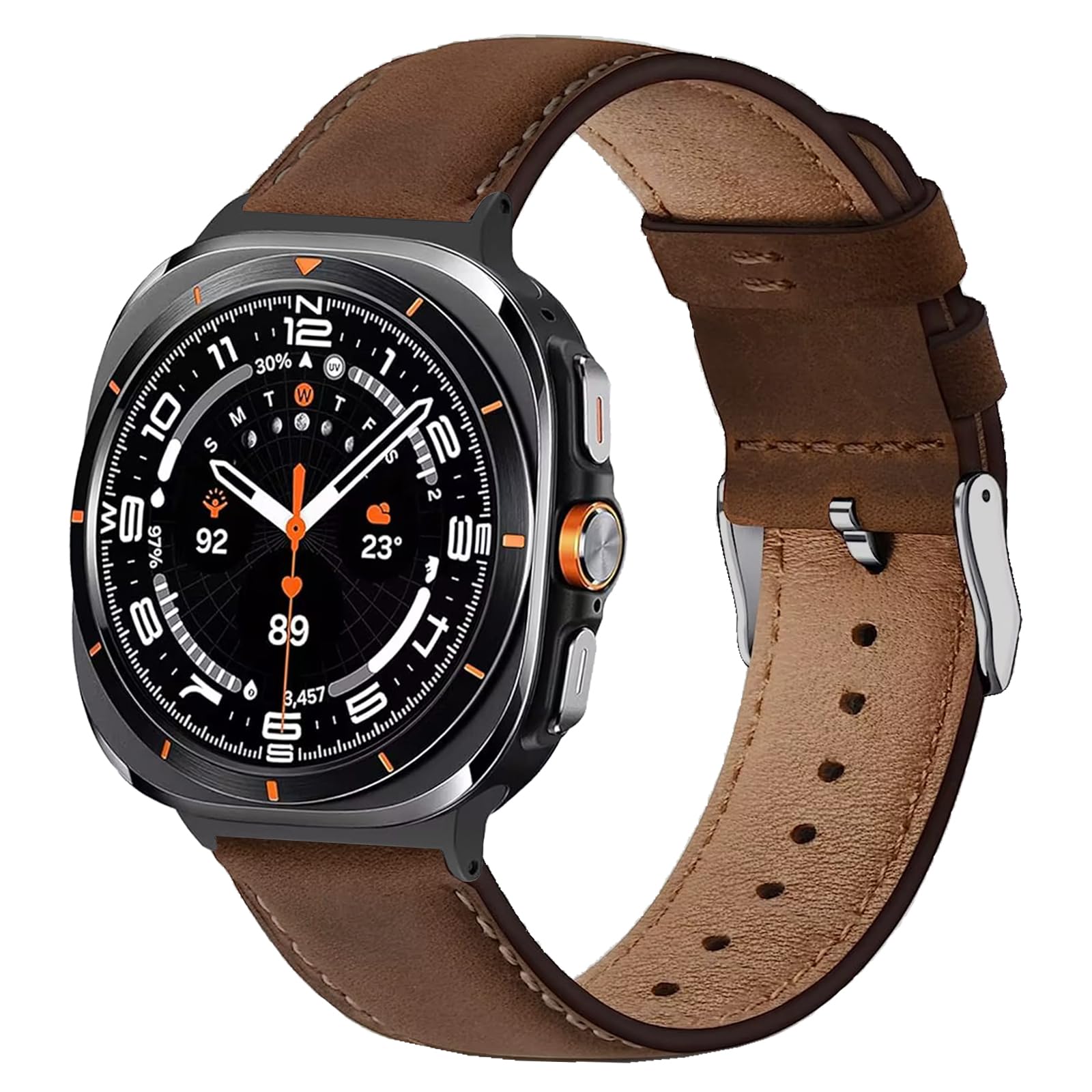 Genuine Leather Bands Compatible with Samsung Galaxy Watch Ultra 47mm (2024),Adjustable Breathable Replacement Sport Straps Soft Wristbands for Women Men-image-30