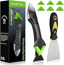 Caulking Tool Kit 3 in 1 with Wallpaper Paint Scraper, Caulk Remover and Silicone Sealant Remover Tool, Stainless Steel Glass Glue Corner Scrapers for Kitchen Bathroom Grout Window Sink Joint Frames