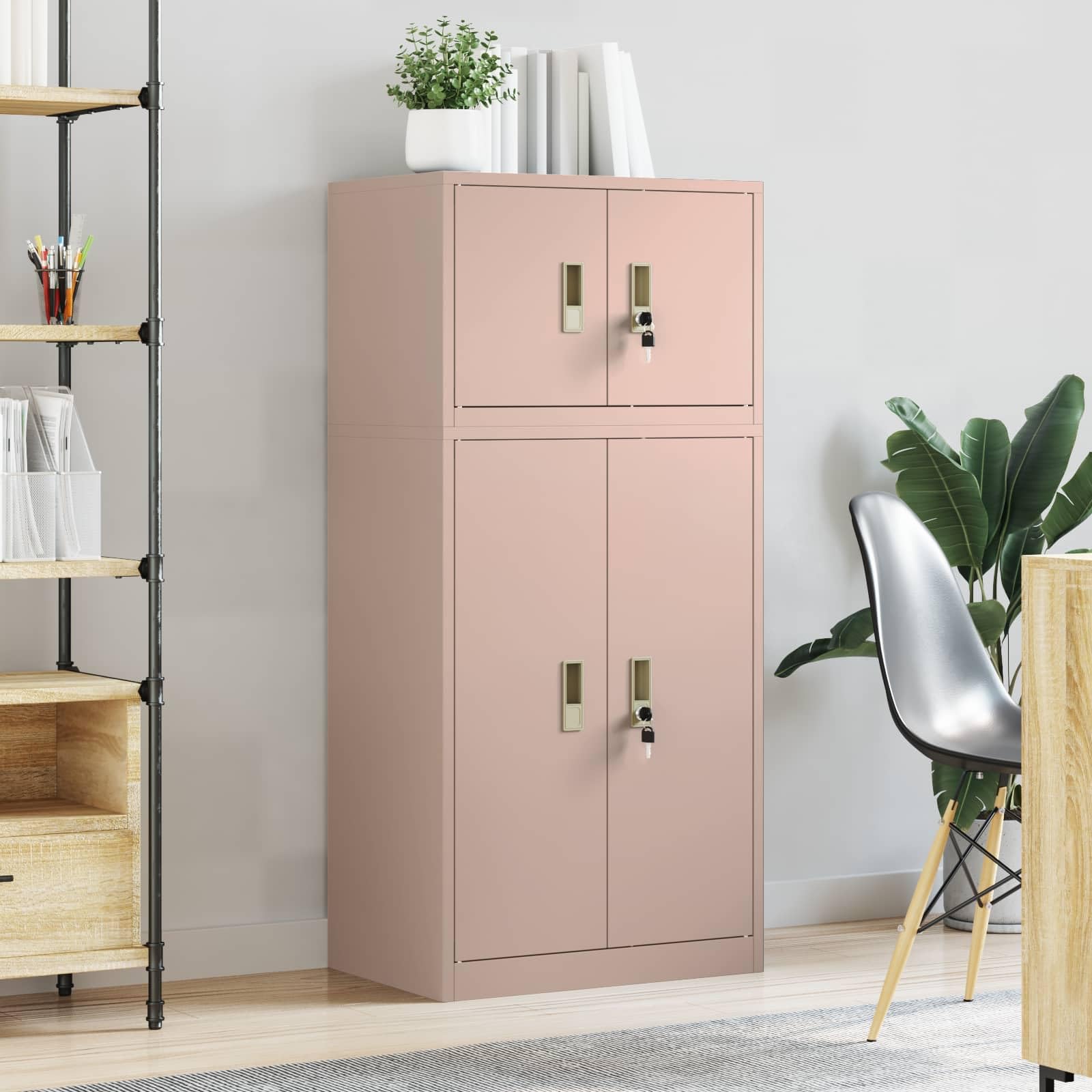 Lot de 2 armoires de classement Rose 60 x 40 x 130 cm Acier