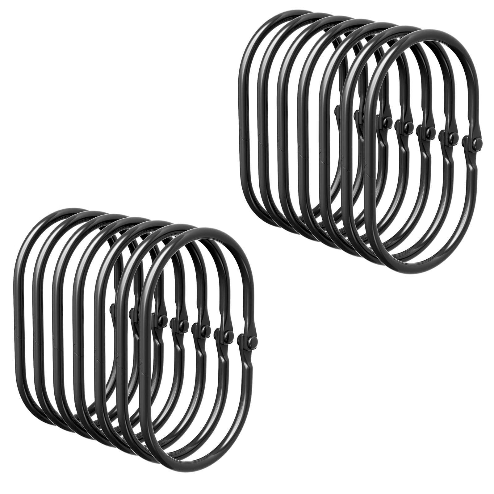 HBSTUDIO Bathway Shower Curtain Rings, Shower Curtain Hooks, Shower Curtain Hooks Rings Rust Proof, Anti-Drop Smooth Shower Rings for Curtain(14PCS,Black)