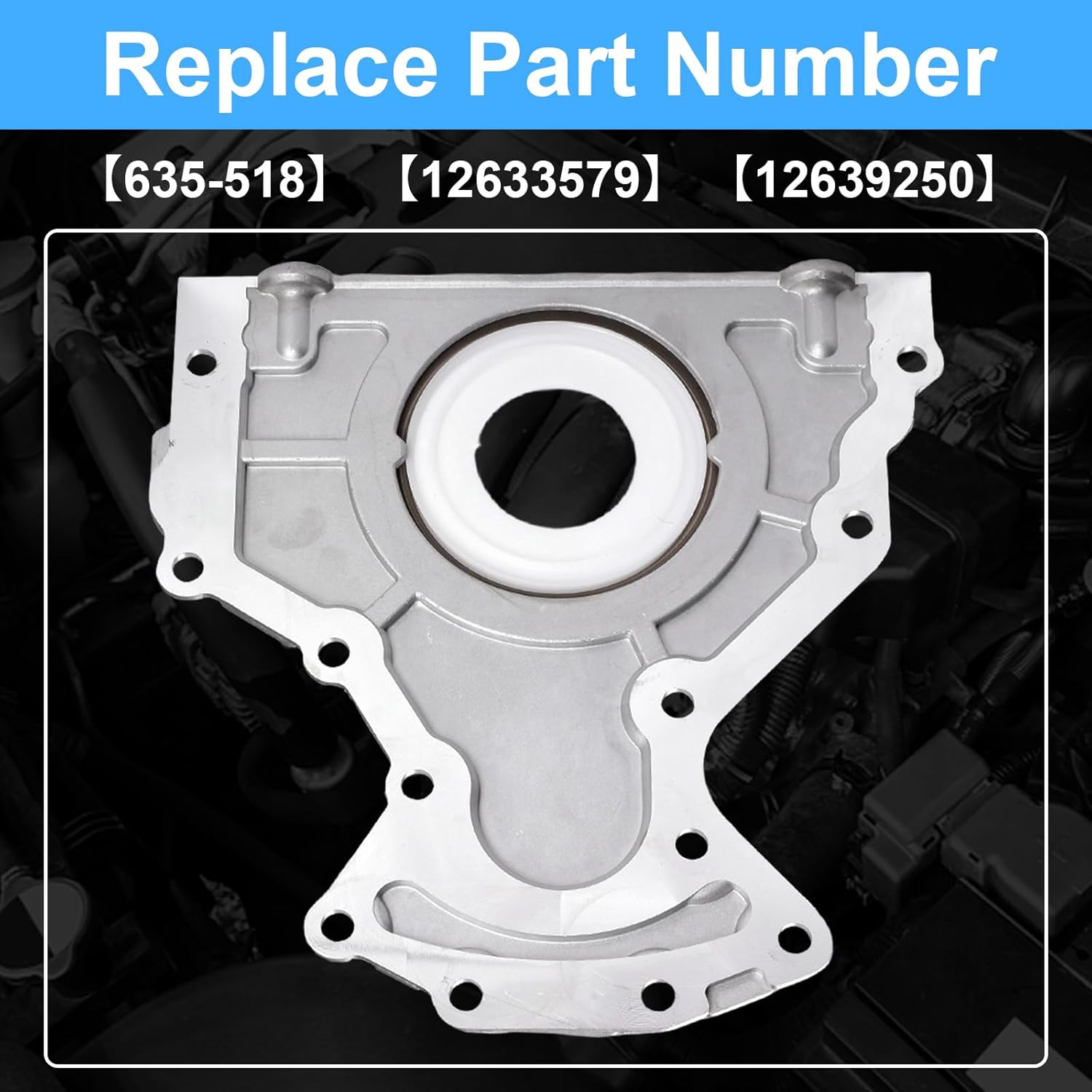 Engine Rear Main Seal Cover Kit w/Gasket Bolts for Chevy Silverado Suburban Express, for GMC Sierra Yukon, for Cadillac Escalade 4.8 5.3 6.0 6.2L