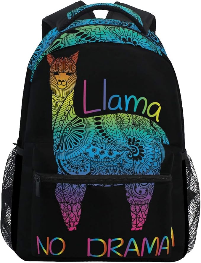 当店人気 送料無料 Rainbow Color Llama No Drama Boho Backpacks Travel Laptop Daypack School Book Bag For Men Women Teens Kids 6 期間限定価格 Helpit Me