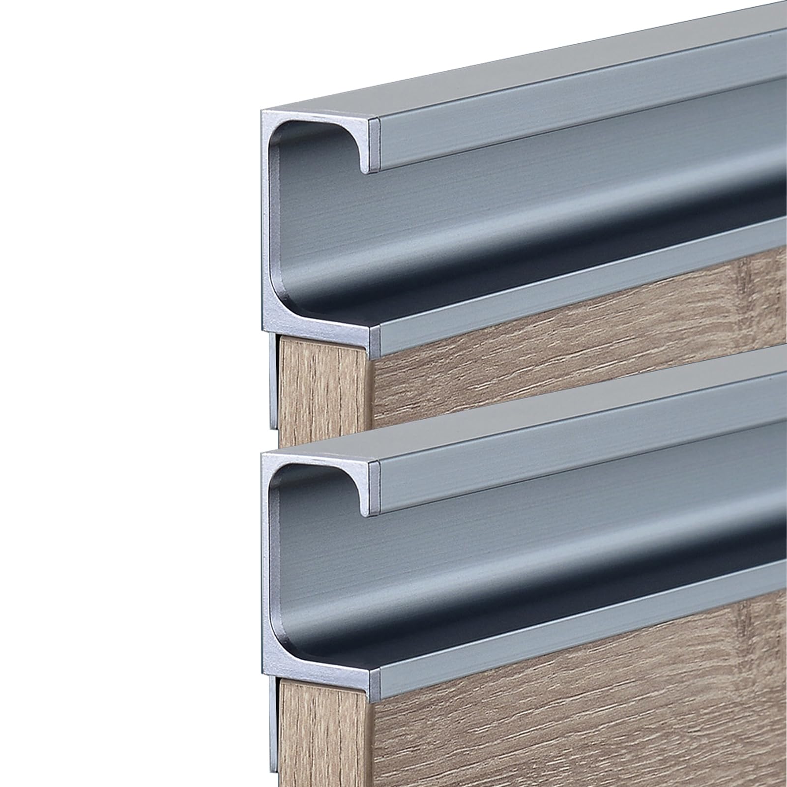Dswzlqdxb Gray 2 Packs Hidden Closet Handle G-Shape Drawer Handles Invisible Finger Edge Pull No Slotting Furniture Cabinet Kitchen Aluminum Alloy Knobs Door Levers For Cupboard Wardrobe (700Mm,)