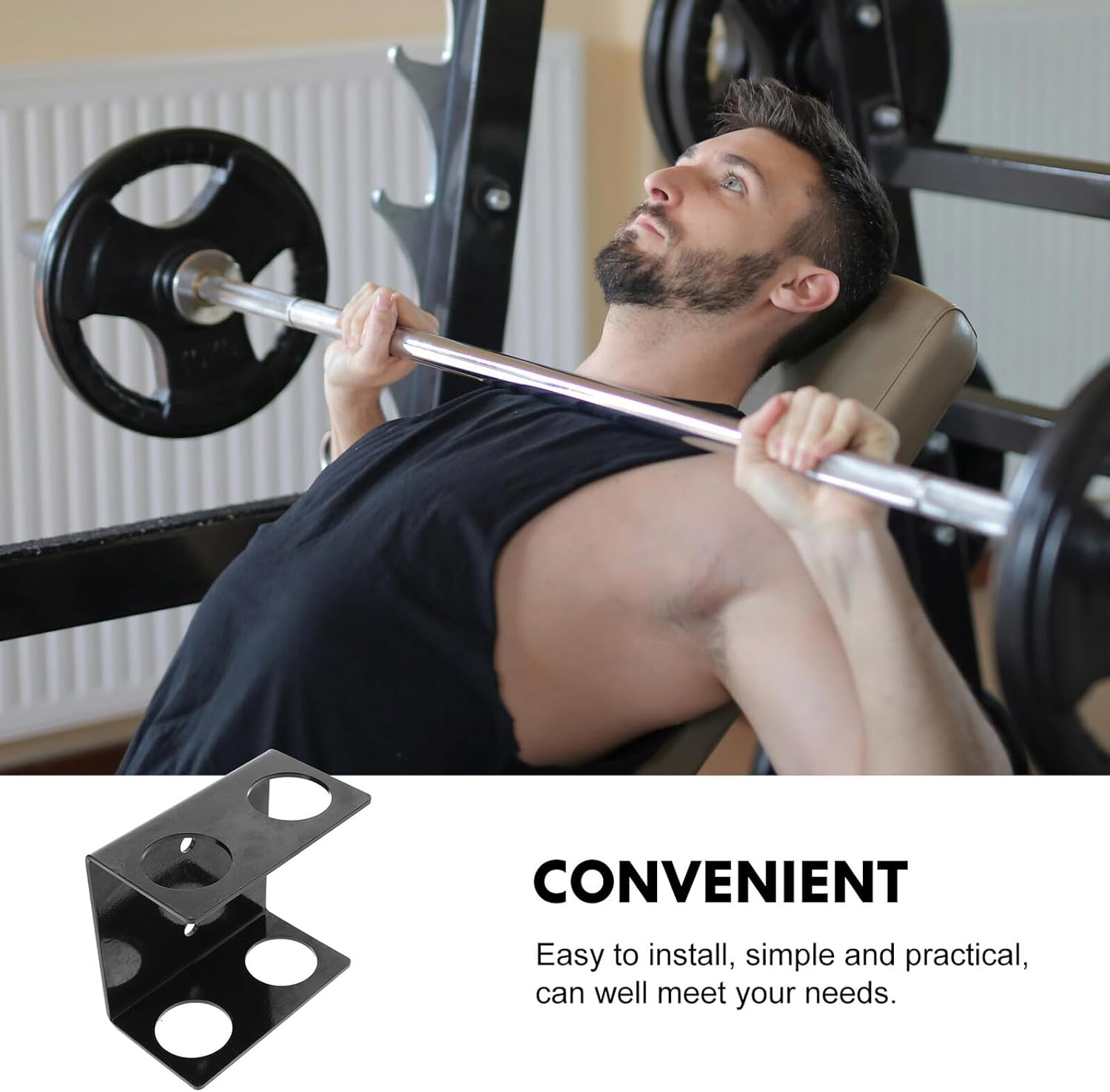 Wall Mounted Barbell Rack Weight Stand Bumper Plate Rack Double Hanger Gym Equipment Storage for Home and Commercial Fitness Rooms