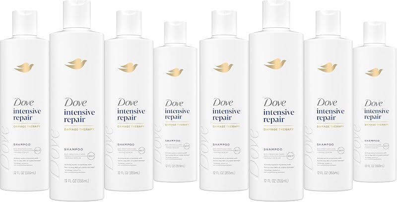 Dove Shampoo Intensive Repair for Damaged Hair with Bio-Protein Care Technology and Amino Serum 12 Fl Oz,(Pack of 8)