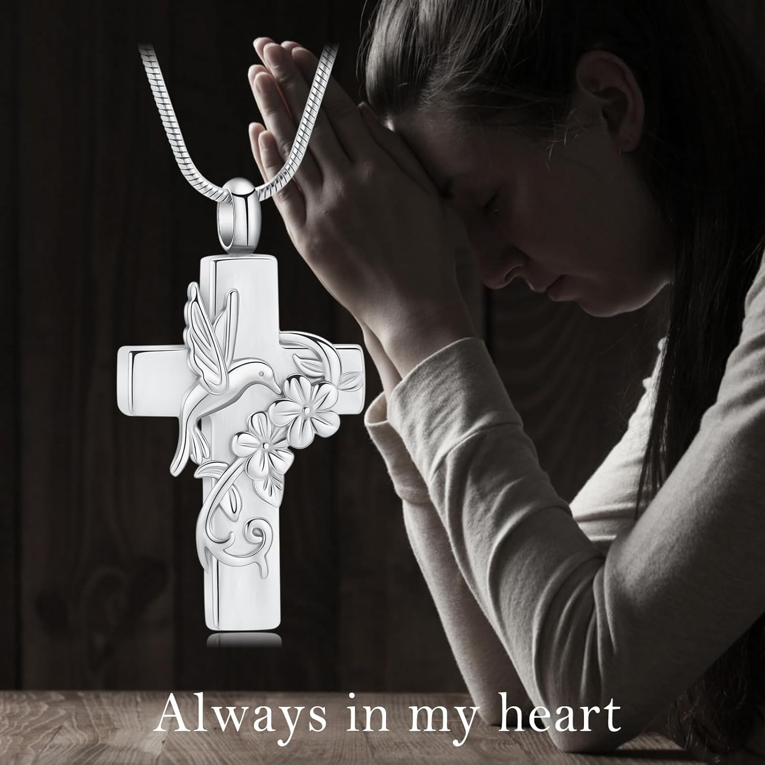 Hummingbird Cross Urn Necklace for Ashes Cremation Jewelry for Women Men Stainless Steel Memorial Necklaces Ash Holder for Human Pets Keepsake Jewelry for Loved Ones with Fill Tool - Image 6