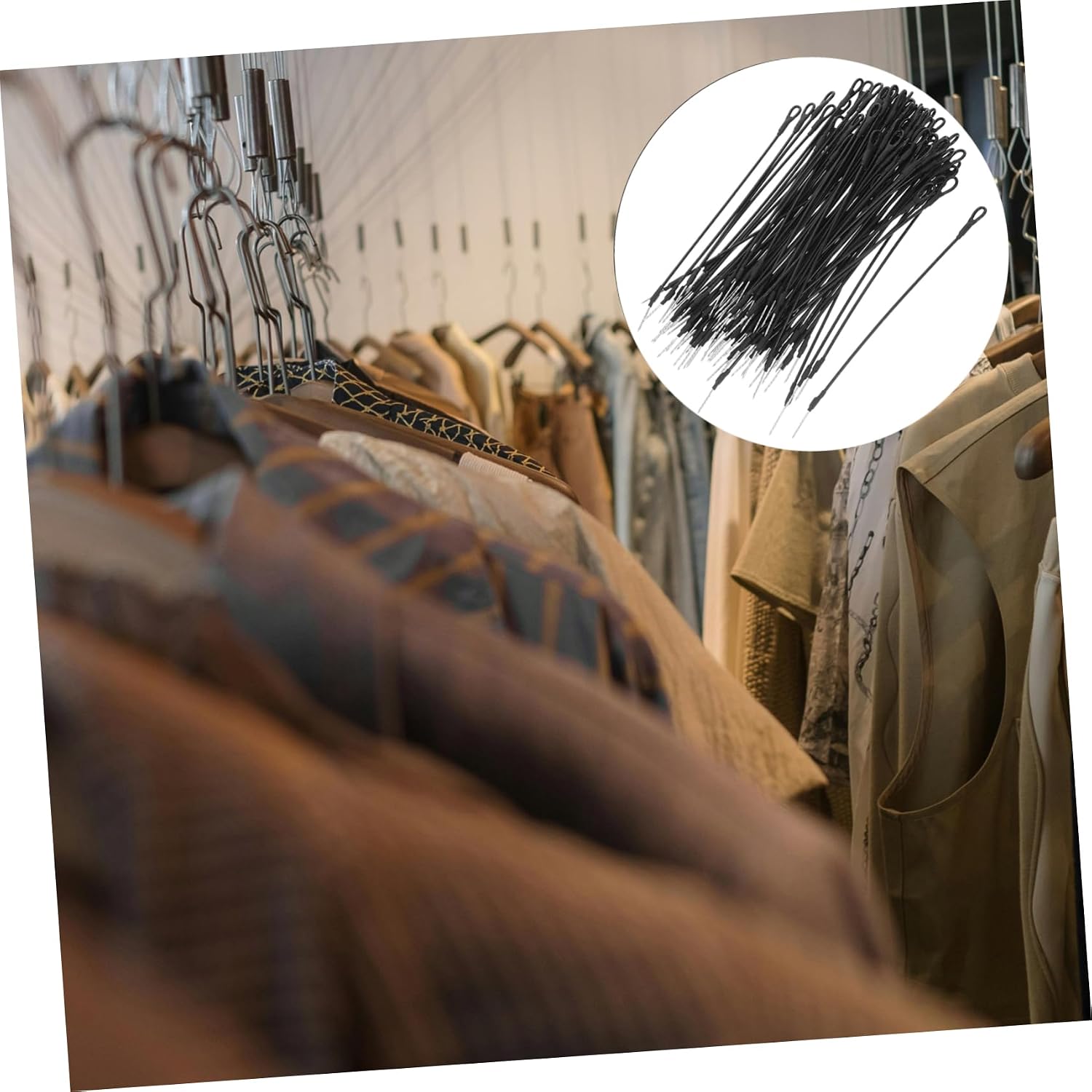 Alipis 100pcs Security Loop Tag Ropes for Retail Store Supplies Tag Fasteners for Clothing Shoes Hats Easy to Use Black Wire Ties