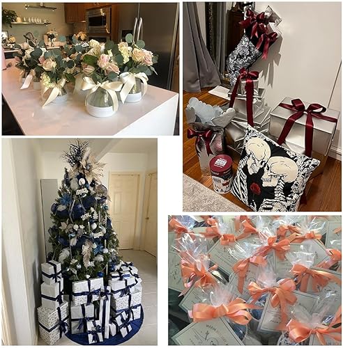 Miniatura 5 de Cinta rosa de 38 pulgadas de ancho y 25 yardas de largo, adecuada para manualidades, coronas, decoraciones de fiesta de boda, Navidad, lazos para el