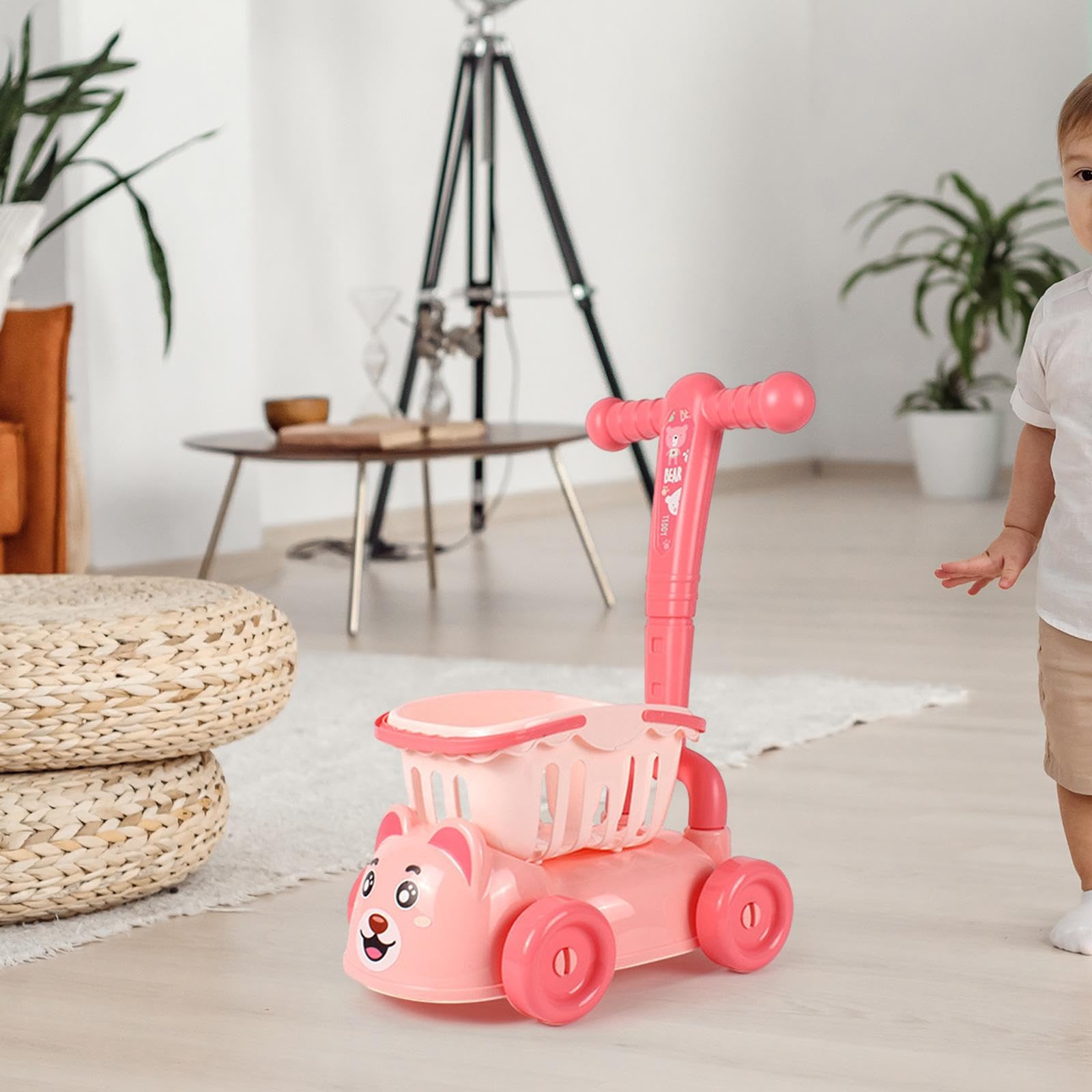 Carrello della Spesa per Bambini, Gioco di Ruolo Divertente E Interattivo, Giocattolo per Bambini, Ragazzi E Ragazze, Rosa