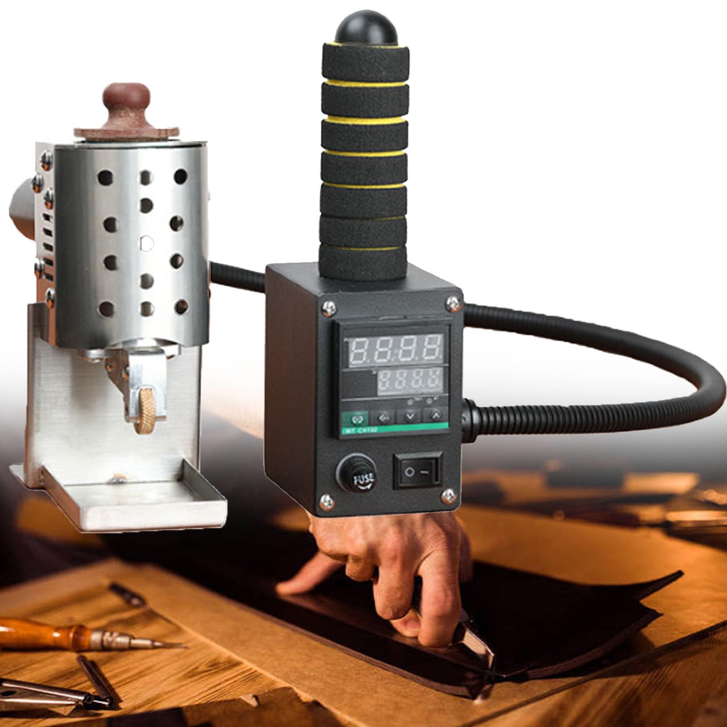 Handlicher Klebstoffspender, HeißSchmelzklebemaschine Mit Digitalanzeige, Heizbereich: 50-220 ℃, für Heimwerkerarbeiten, mit 4 Kleberollen In Verschiedenen GrößEn,150ml
