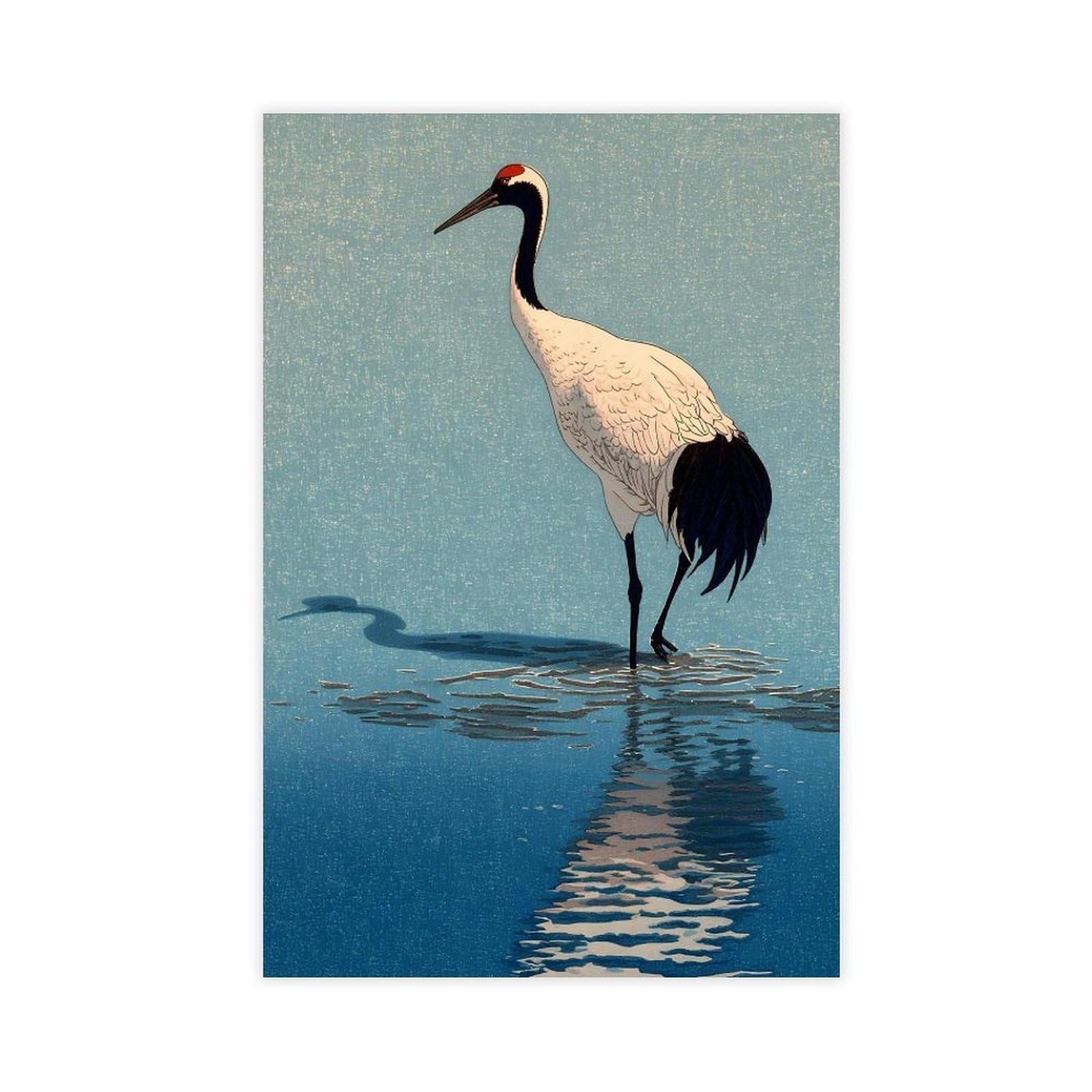 Jfecth Unframe-Style Red Crowned Crane Poster Canvas Poster For Home Decor Gift