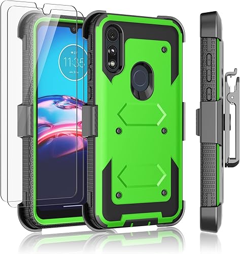 Njjex Funda para Moto E, para Motorola Moto E 2020 con protector de pantalla de vidrio templado 2 unidades, Nbeck a prueba de golpes resistente con