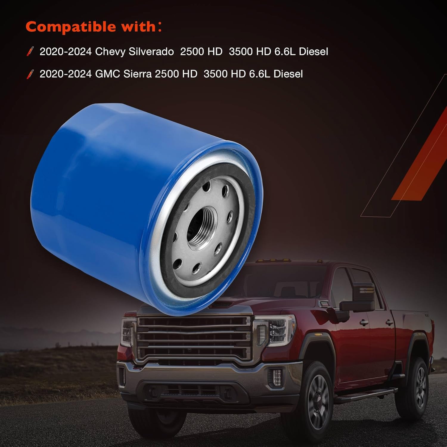 PF26 Oil Filter Compatible with 2020-2024 chevy Silverado/GMC Sierra 2500HD 3500 HD 6.6L Duramax Diesel Engine（6 Pack）