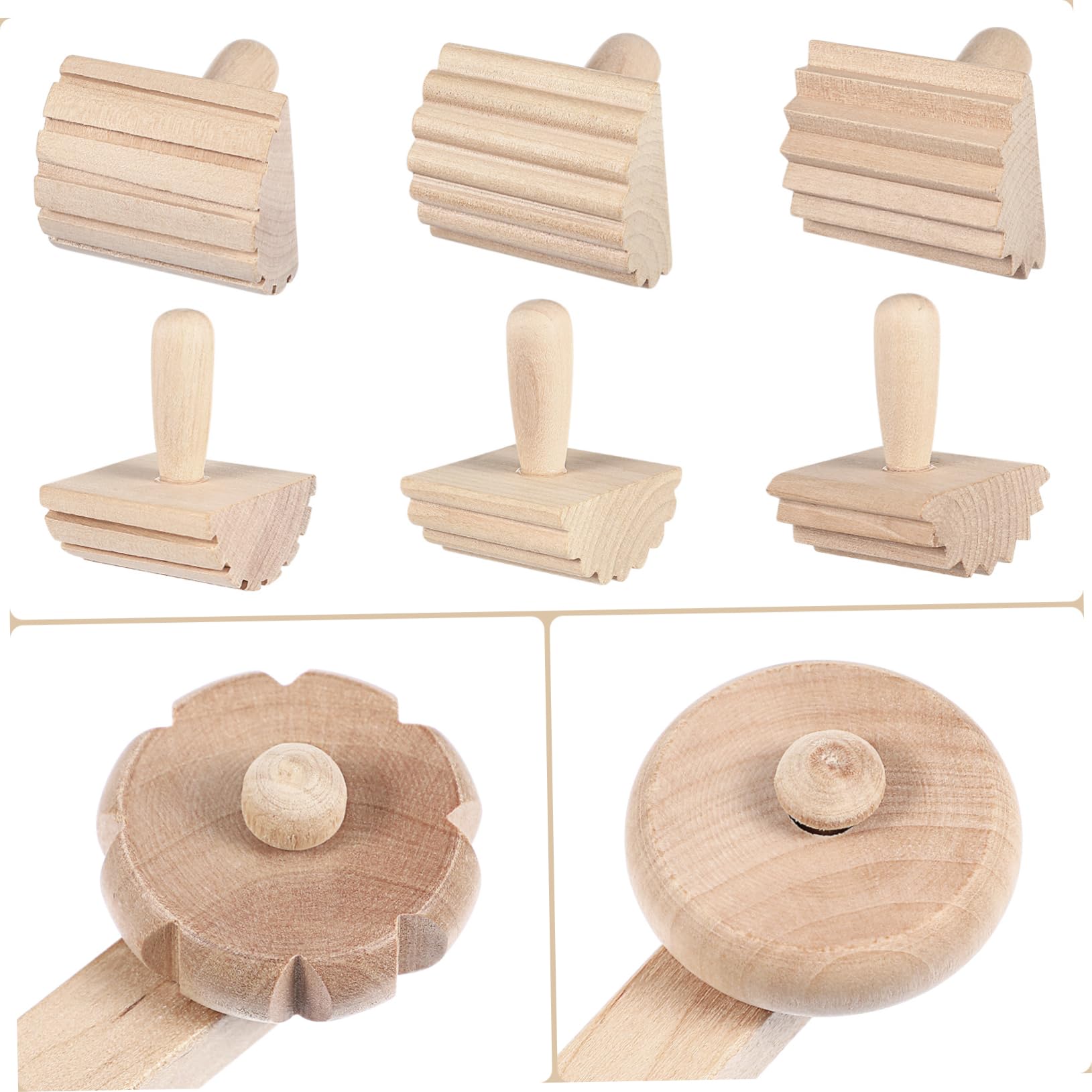 UKCOCO Strumento DIY in Legno per Argilla Ragazzo Ragazza, Set 1 Pezzo | Superficie Liscia senza Bave, Facile da Pulire, Sicuro per Uso Creativo, Colore Beige Naturale