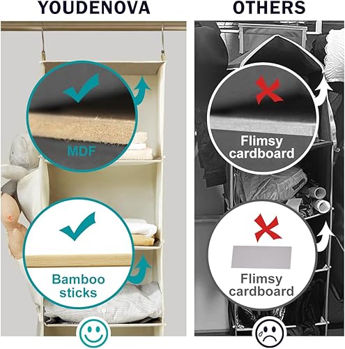 Miniatura 46 de Organizadores y almacenamiento colgante para el clóset, 6 estantes de almacenamiento colgantes para clóset, gris Beige,Negro -,Azul,Marrón,Rojo