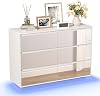 UEV 6 Drawer Chest with Mirror Front, 100cm – Spacious Storage Cabinet for Bedroom, Hallway & Living Room, Modern Contemporary Design, White, 100 x 34 x 72.5 cm