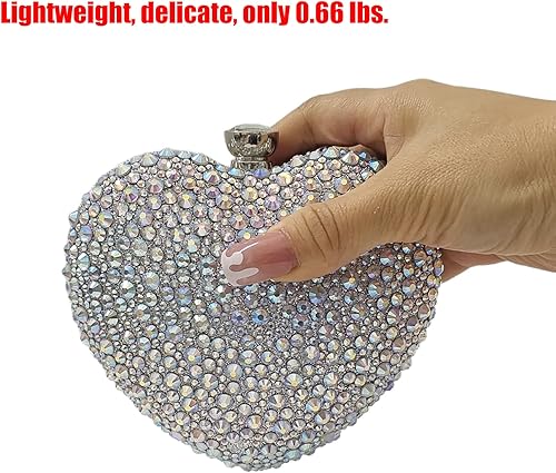 Miniatura 4 de Bonito Bolso de Mano en Forma de Corazón con Diamantes de Imitación para Boda, Mini Bolso de Amor con Diamantes de Imitación para Fiesta, Bolso de