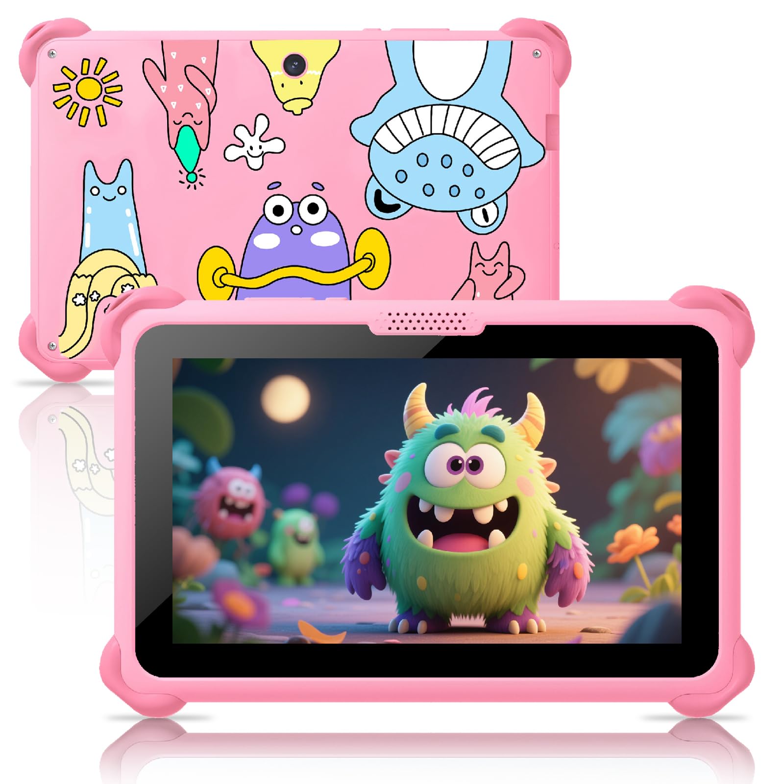 Trayoo Kids Tablet 7 inch Tablets for Kids 3-12, 32GB Android Toddler Tablet with Solid Case, YouTube, Netflix, GMS, Bluetooth, WiFi, Education