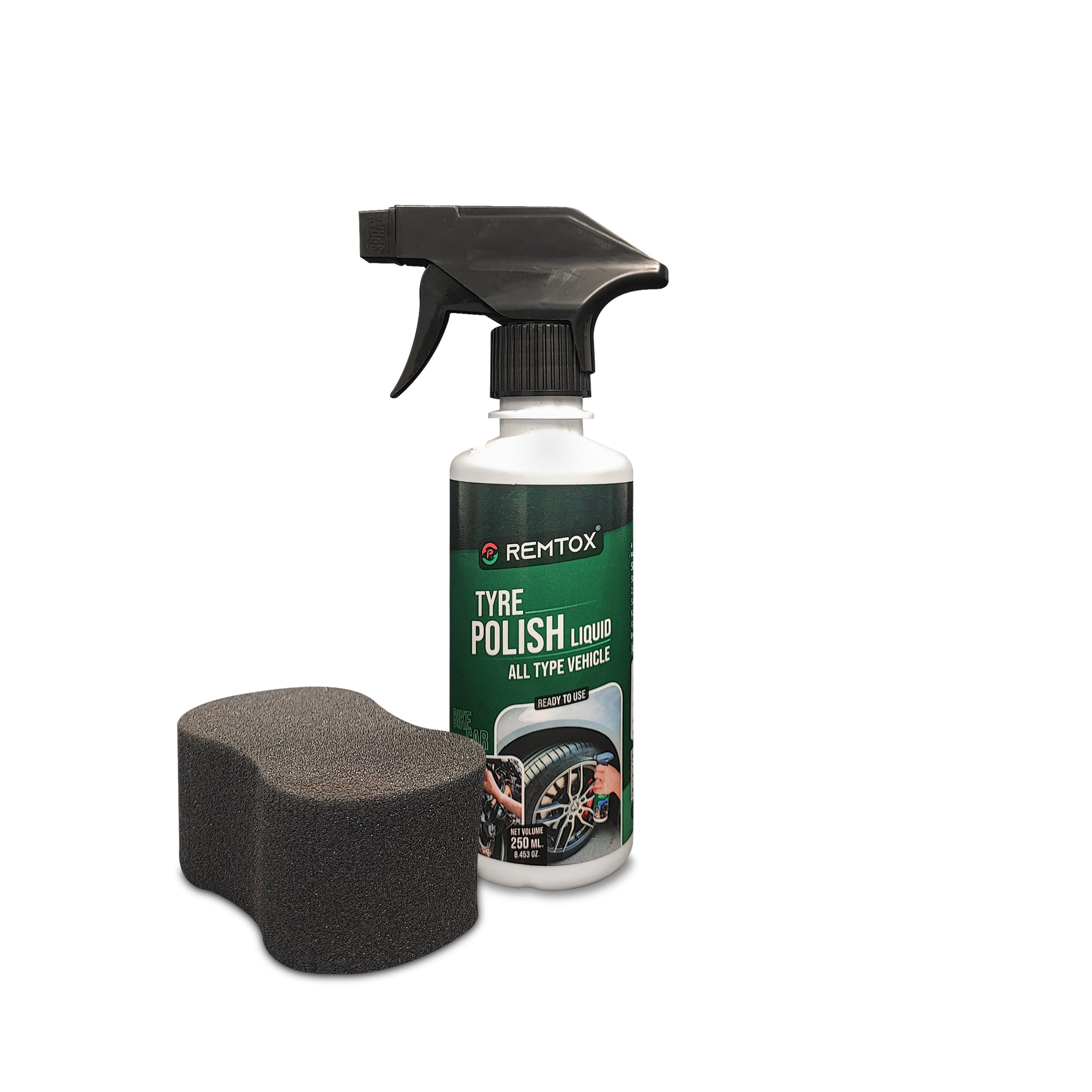 Bike & Car Tyre Polish (250 ML) Extreme Black Tyre Shine - Long Lasting & Dirt Repellent Formulation - Ultra Wet Black Shine, Non-Greasy Polish for Car With Sponge Free-image-40