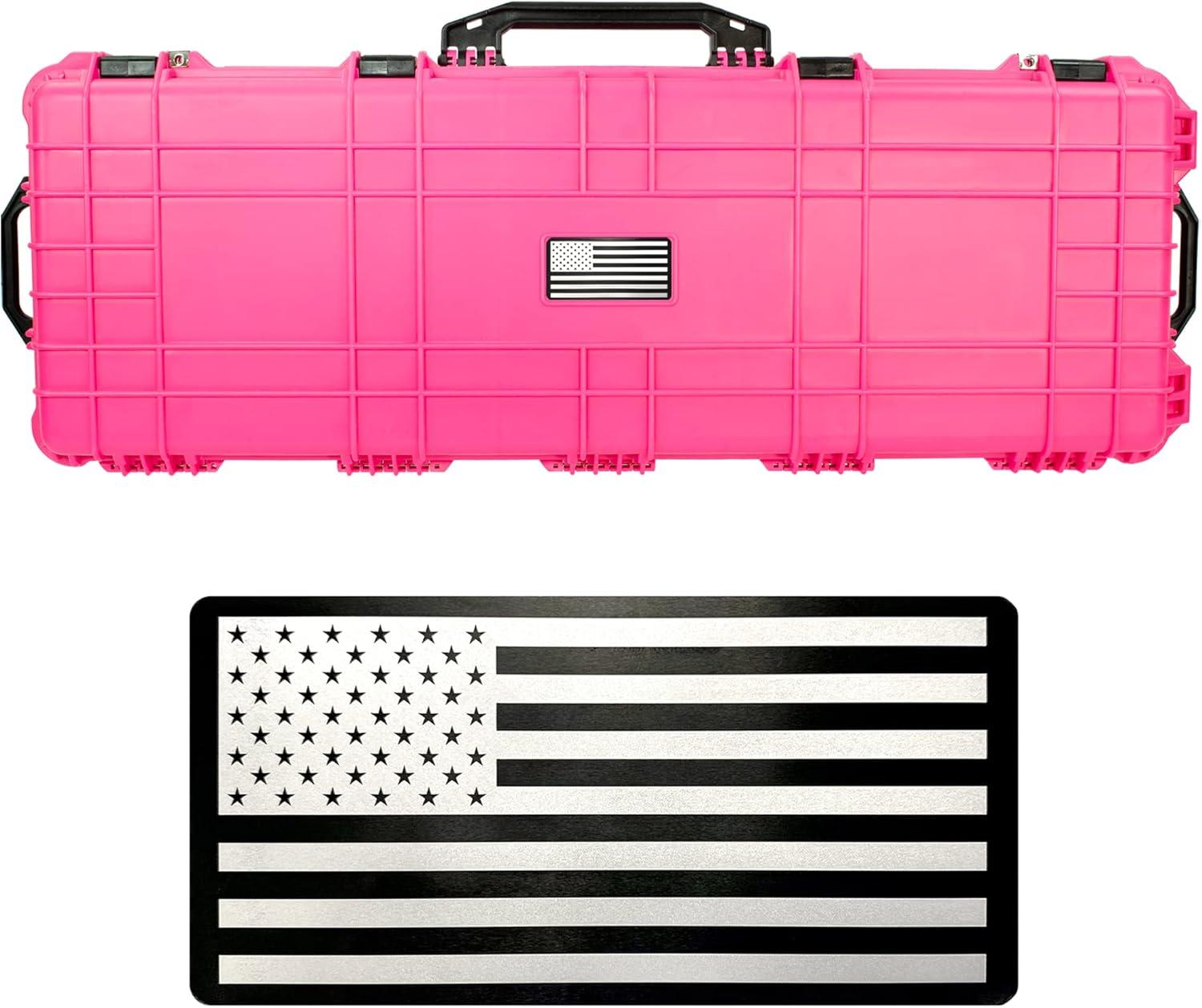 Eylar USA Flag Roller Rifle Hard Case with Foam, Waterproof & Crushproof, Two Rifles Or Multiple Guns TSA Standards