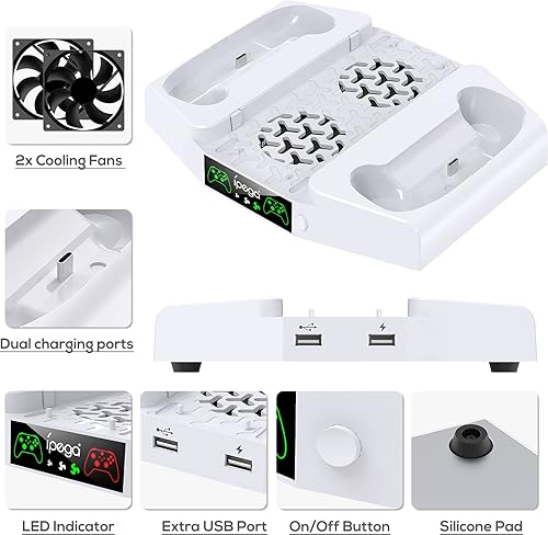 Miniatura 6 de Soporte de refrigeración vertical para consola Xbox Series S, base de estación de carga dual MENEEA para controlador con ventiladores de