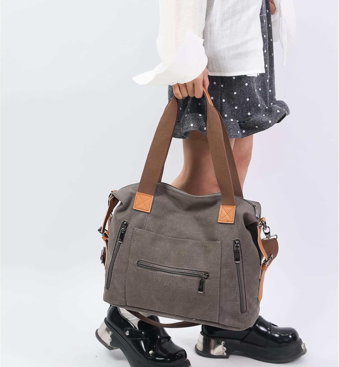 DOURR Women Canvas Shoulder Handbags Casual Cross body Bag Work Travel Commuter Tote