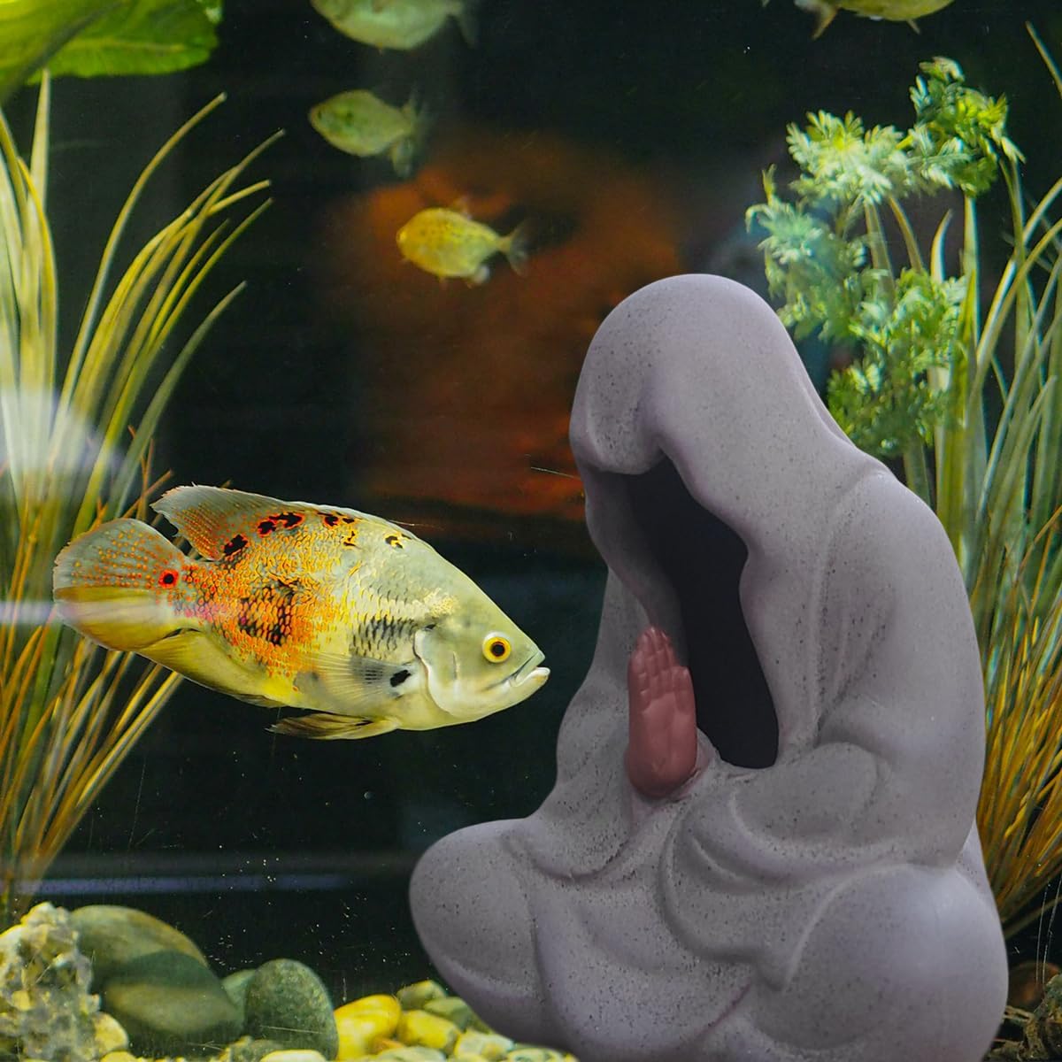 livelyfish Asian Aquarium Buddah Decor Japanese Buddhist Statue Meditation Figurine Zen Buddha Sculpture for Garden Fish Tank Home Decorations