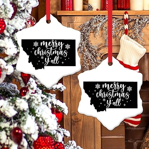 Miniatura 7 de Montana Christmas Tree Ornament Merry Christmas YAll Christmas Tree Decorations USA State Christmas Ceramic Ornament to Dad Mom Grandparents