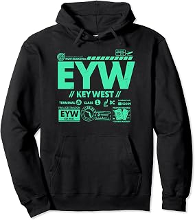 Vintage Key West EYW Airport Code Travel Day Retro Tag Pullover Hoodie