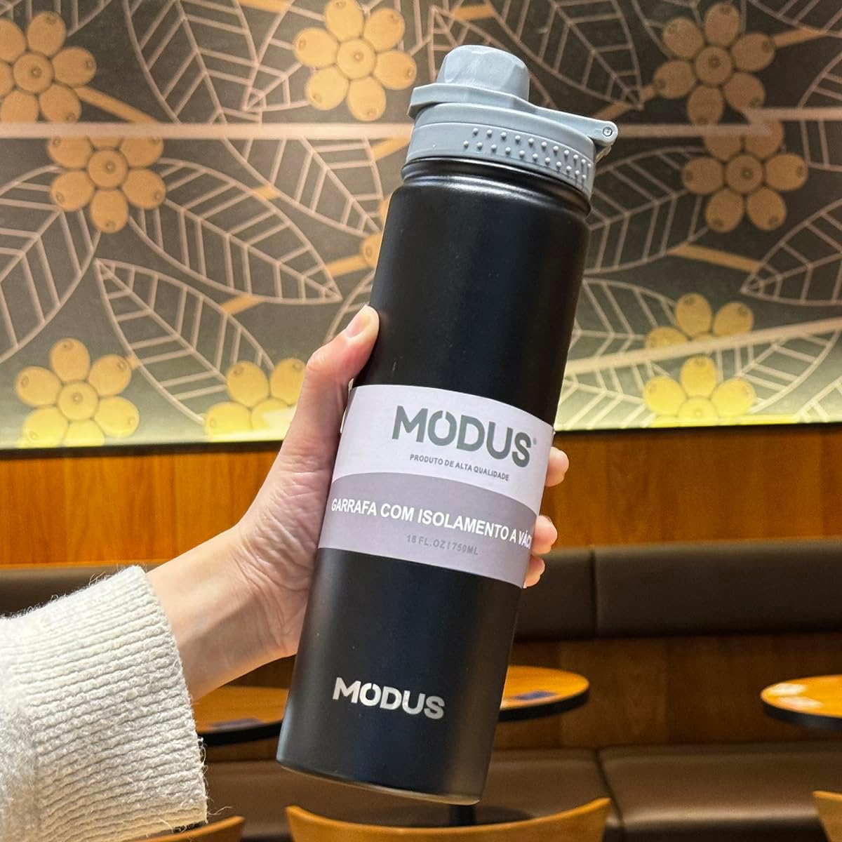 MODUS Garrafa de Água Térmica Inox Esportiva Academia Isolada a Vácuo Aço Inox 750ML (Preto) MODUS Garrafa de Água Térmica Inox Esportiva Academia Isolada a Vácuo Aço Inox 750ML (Preto)