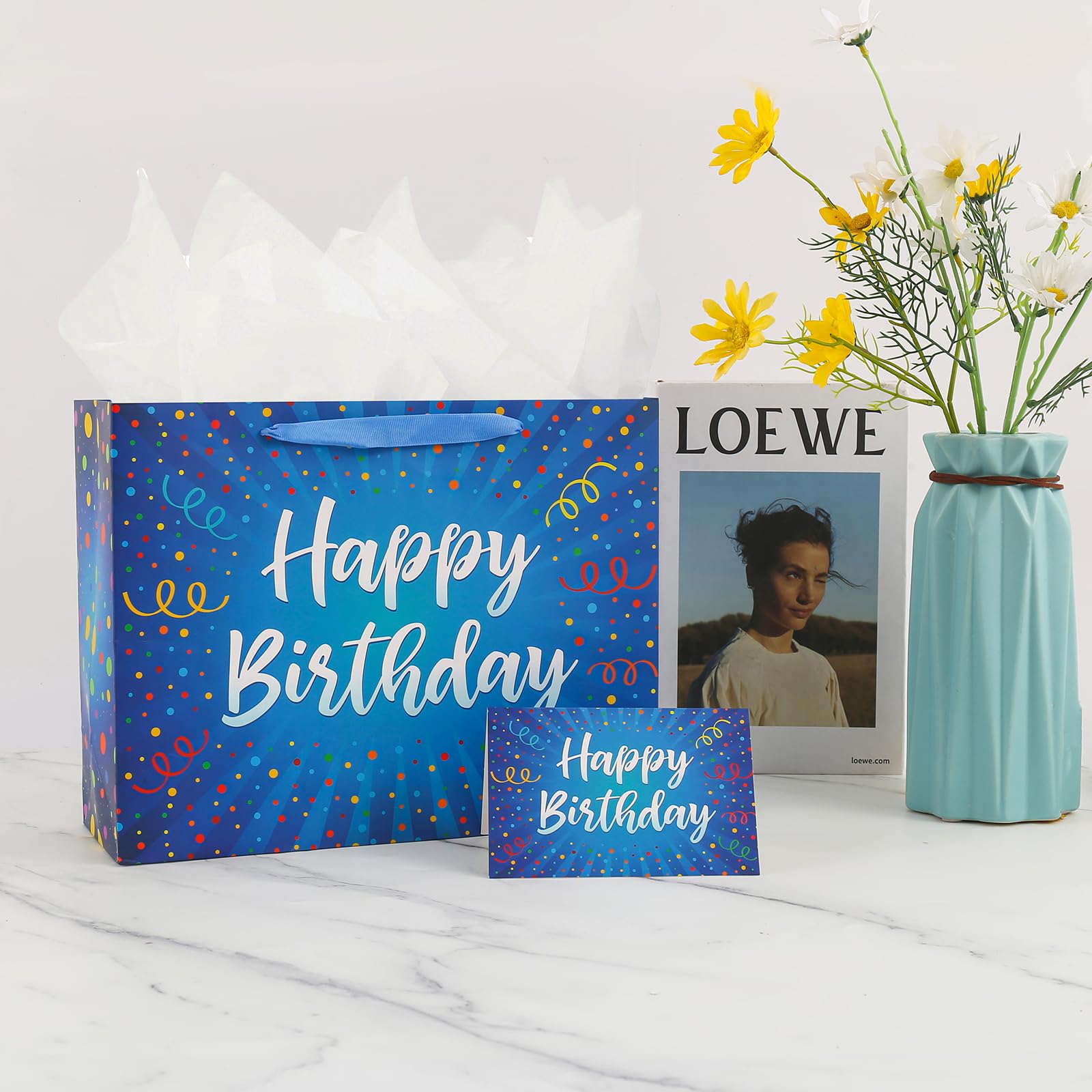 Geschenktüte Mit Welpen-Design – 33x26x13 Cm, Inkl. Seidenpapier, Grußkarte & Aufkleber, Für Kindergeburtstage