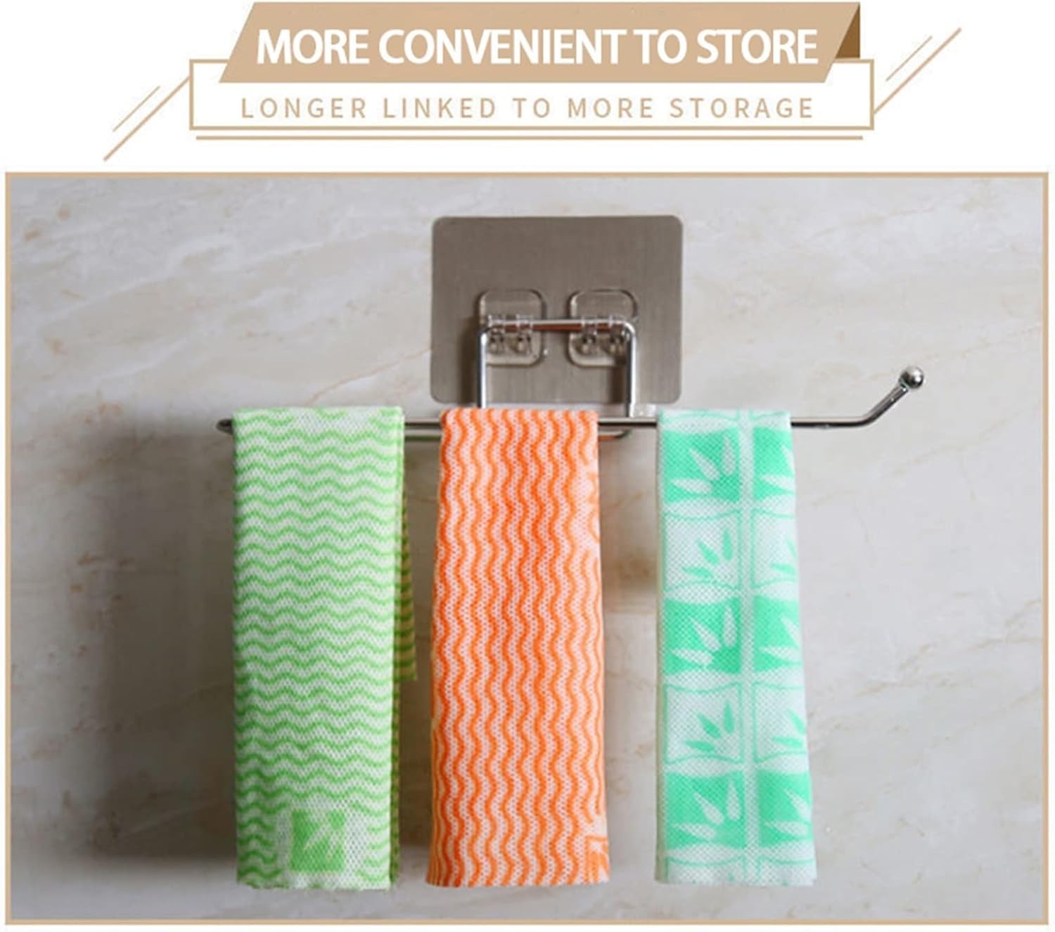 Stainless Steel Self Adhesive Napkin Ring Wall Mount Towel Hanging Holder with Magic Adhesive Pad Kitchen Paper Roll Holder Tissue Paper Stand Towel Bar Hanger for Washbasin Use — Amazon image 6