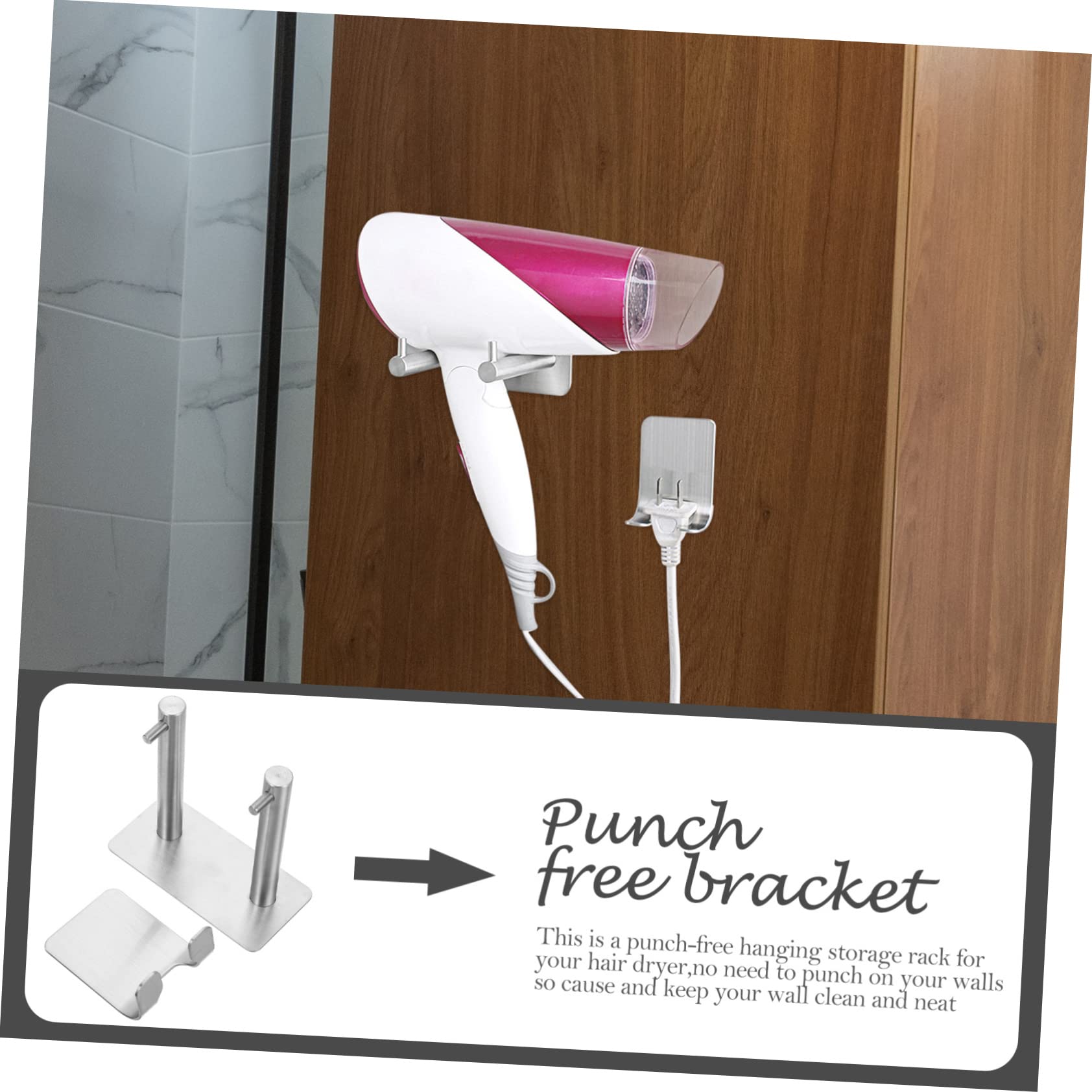 Cabilock 3sätze Haartrockner Halterung Selbstklebend Bohren Für Badezimmer Und Friseursalons Wandmontage Für Fön Und Kabel Design Wandorganisation