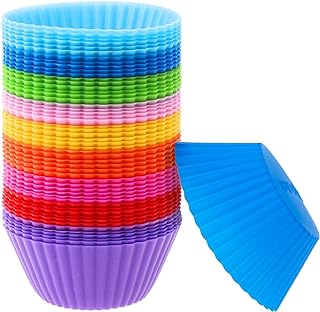 54 Pack Silicone Muffin Cups, Selizo Silicone Cupcake Baking Cups Reusable Muffin Liners Cupcake Wrapper Cups Holders for ...